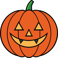 Halloween pumpkin head, Spooky Carved Pumpkin Lantern Vector – Flat Halloween Illustration in Modern Clean Style