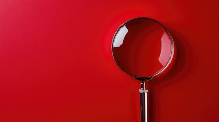 Close up of a single clear water droplet on a metal spoon against a red background