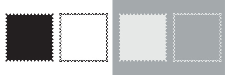 Set of  postage stamp icons. Postage stamp set.  Blank postage stamp borders templates. Vector illustration. EPS 10