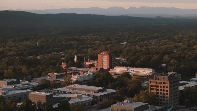 Aerial view of SUNY New Paltz on an autumn day
