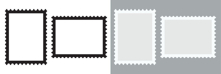 Set of  postage stamp icons. Postage stamp set.  Blank postage stamp borders templates. Vector illustration. EPS 10