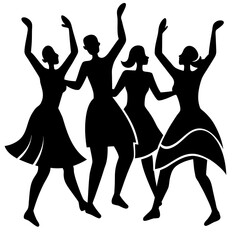 Fototapeta premium silhouettes of dancing girls