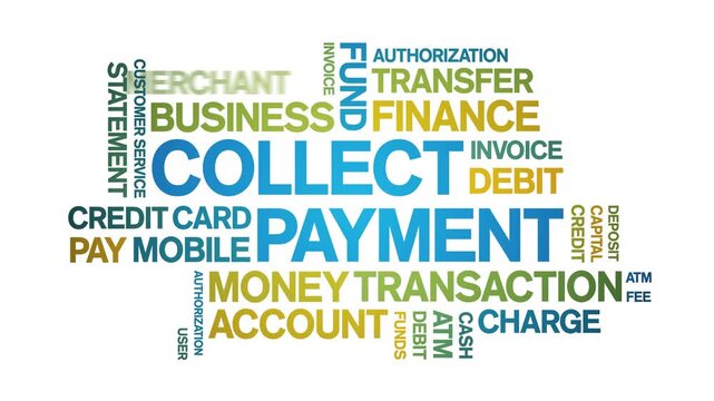 Collect Payment animated word cloud-text design animation tag kinetic typography seamless loop.
