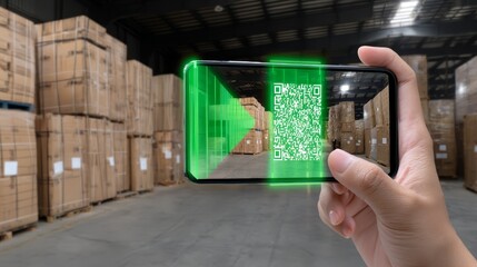 Person holding smartphone displaying qr code for seamless digital interaction and quick information access