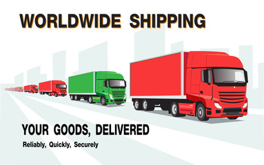 red truck with cargo container