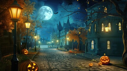 Spooky & Vibrant Street Halloween Scene: A Tapestry of Costumed Revelers, Glowing Jack-O&rsquo;-Lanterns, and Festive Cheer
This image captures the electric energy of a Halloween street, where costumed crow