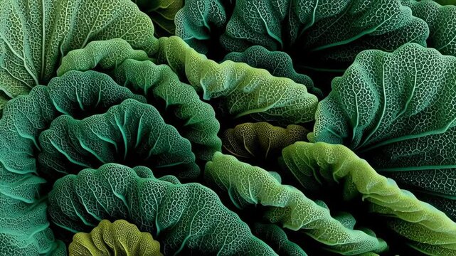 Green leaf texture with detailed veins creating vibrant natural pattern close up macro shot showing lush organic shapes