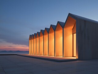 Modern Architectural Structure at Dusk