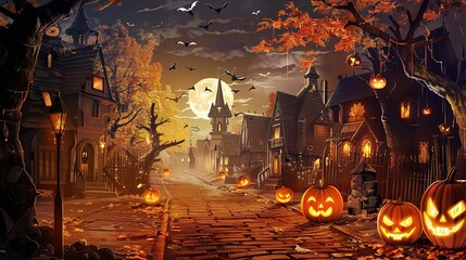 Spooky & Vibrant Street Halloween Scene: A Tapestry of Costumed Revelers, Glowing Jack-O&rsquo;-Lanterns, and Festive Cheer
This image captures the electric energy of a Halloween street, where costumed crow