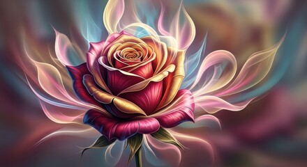 Enchanted Rose &mdash; Glowing Fantasy Flower with Light Waves