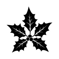 Naklejka premium holly leaves silhouette vector on white background