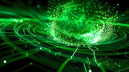 Abstract green light particle swirl