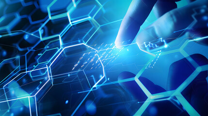 Finger touching digital hexagonal grid