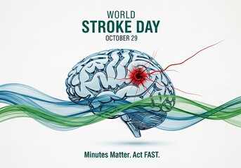 Glass Brain with Impact Point and Flow Waves — Minutes Matter, Act FAST