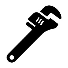 Adjustable wrench tool silhouette for plumbing and repair