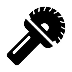 Black silhouette of a circular cutting tool on white background silhouette