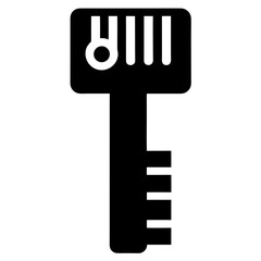 Abstract stylized key shape in black and white silhouette