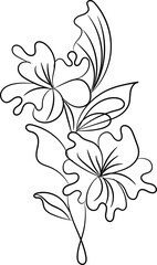 Hand-drawn lily vector illustration for floral design, decoration, or spring pattern with a leaf and blossom element