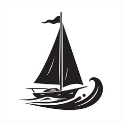 Sailboat vector silhouette sketch art logo illustration