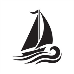 Sailboat vector silhouette sketch art logo illustration