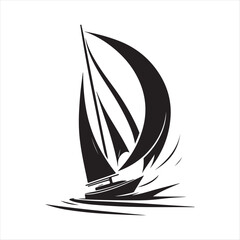 Sailboat vector silhouette sketch art logo illustration