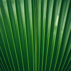 Obraz premium Palm Frond Close-Up - Vibrant Green Lines and Natural Texture.