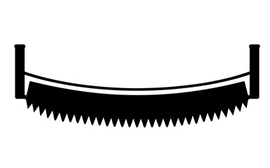 Crosscut Saw Silhouette Icon Vintage Woodcut Tool Illustration