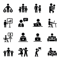 Business family and lifestyle icon set