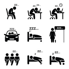 Sleeping people icon set