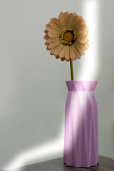 Single Gerbera Daisy in Modern Geometric Lavender Vase