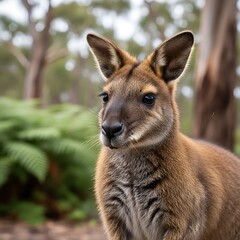Fototapeta premium Wallaby Portrait in Natural Habitat - A Close-Up of Australian Wildlife.
