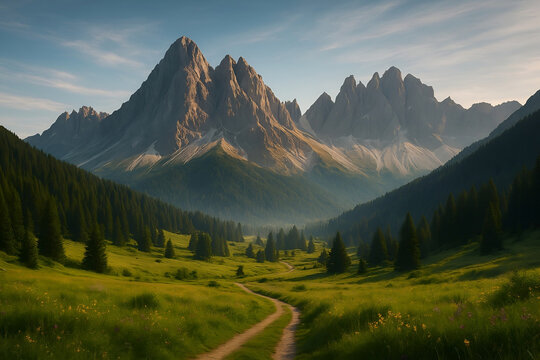 mountain landscape in the everning