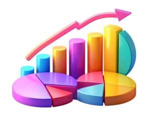 Modern Infographic Elements with Colorful Charts and Arrows – Transparent PNG Set 
