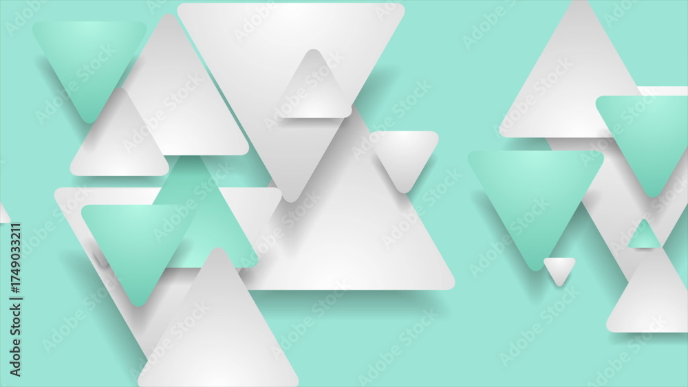 Sticker mint and grey paper triangles abstract tech background