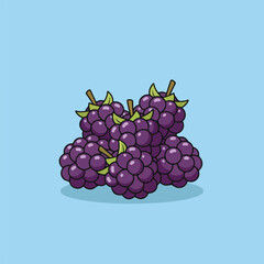 Vector Blackberry Fruit on Soft Blue Background