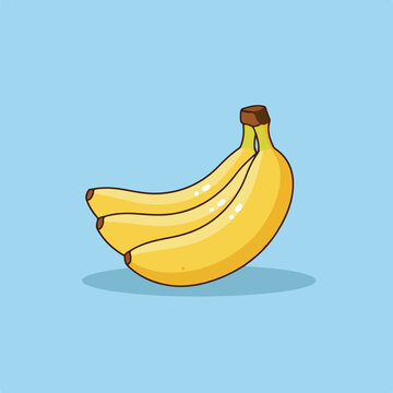 Vector Banana Fruit on Soft Blue Background