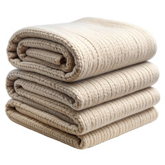 Folded Beige Knit Blanket on Transparent Background for Cozy and Warmth