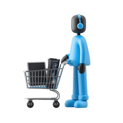 3D Render of a Modern Shopping Process with Electronics