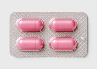 A blister pack of four pink pills