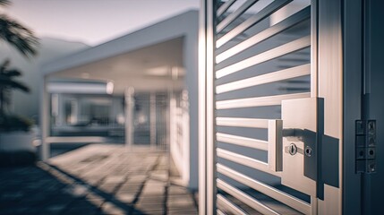 Modern gate entrance to a contemporary home.