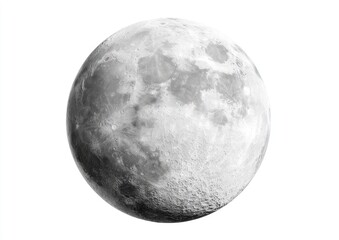 Gray moon, full view,  detailed craters