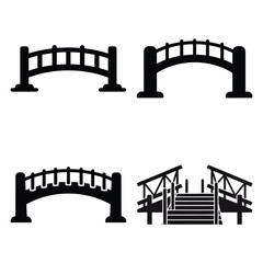 wooden bridge minimal icon set, black color and white background