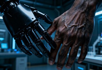 Human and Robot Hands Touching in Laboratory