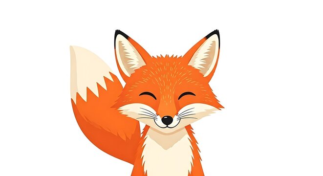 Adorable cartoon fox with a sweet smile, perfect for kids' books and nature themed designs, bringing joy to any project. - Powered by Adobe
