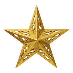 Golden Christmas star ornament, shiny decoration for festive holiday celebrations