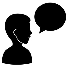 silhouette of a man with speech bubble