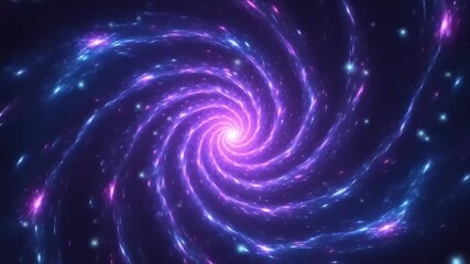 Hypnotic Journey Through a Rotating Purple Spiral Galaxy. - Powered by Adobe