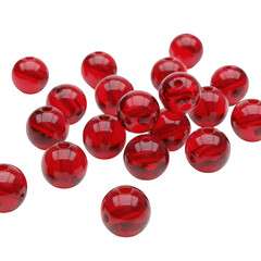 Red Swirl Beads Pile on Checkered Background for Jewelry Making and Arts Crafts Projects