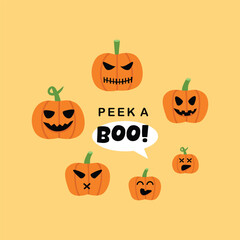 Halloween pumpkin illustration. Halloween object. Cute sticker. Spooky pumpkin.