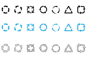 recycling logo vector set, recycle icon, reuse recycle symbol vector illustration